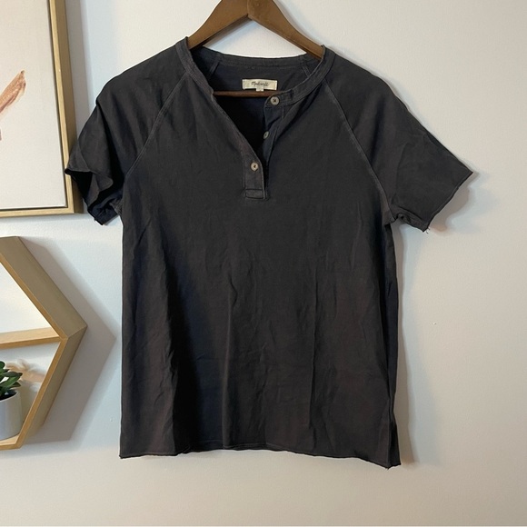 Madewell Dark Gray Short Sleeve Henley Shirt Small - Picture 1 of 5
